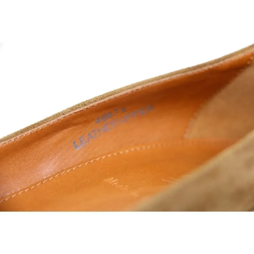 J. CREW OLIVE GENUINE LEATHER SUEDE MID HEEL POINTED CLASSIC PUMP SHOES Sz 8 1/2